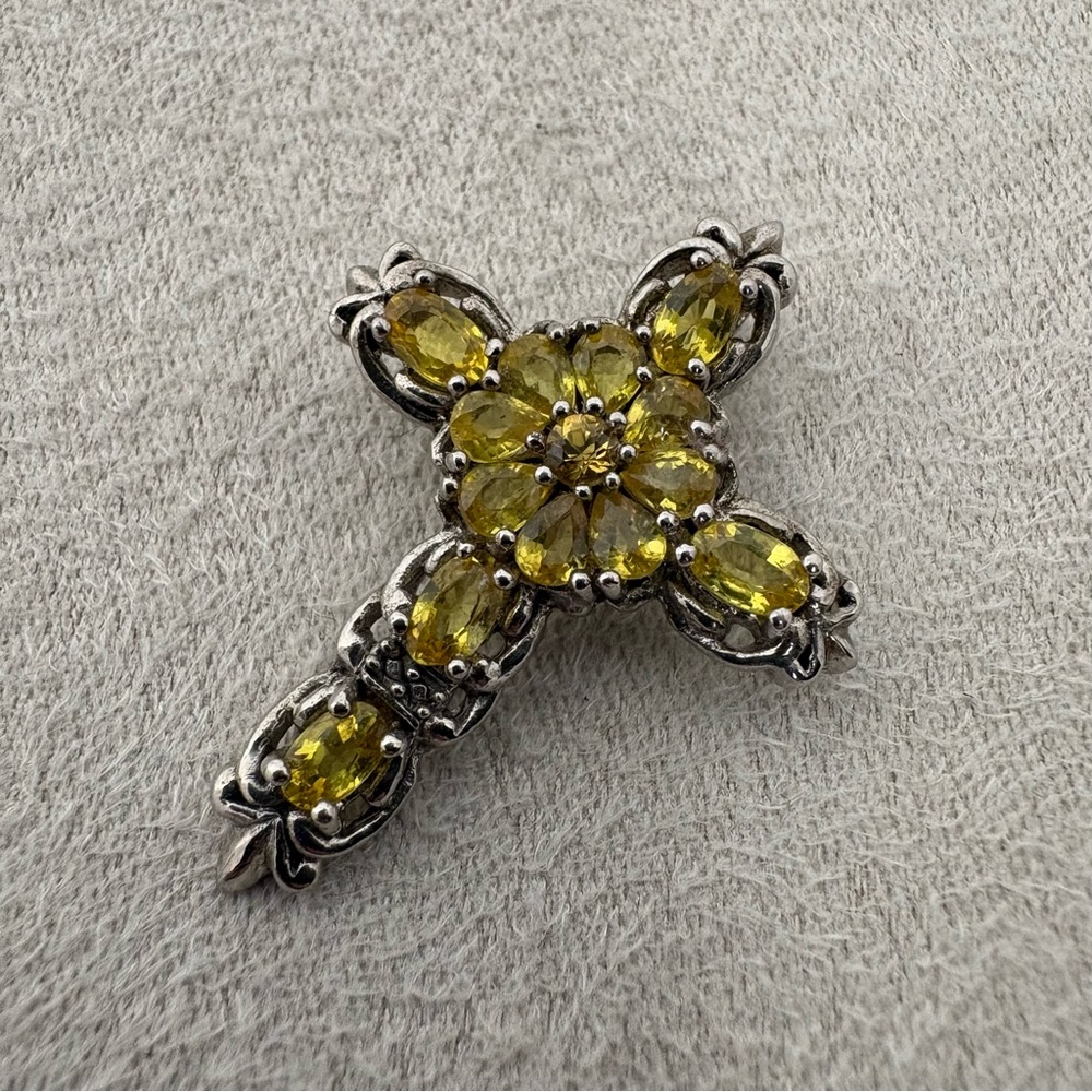 Sterling silver citrine cross pendant
